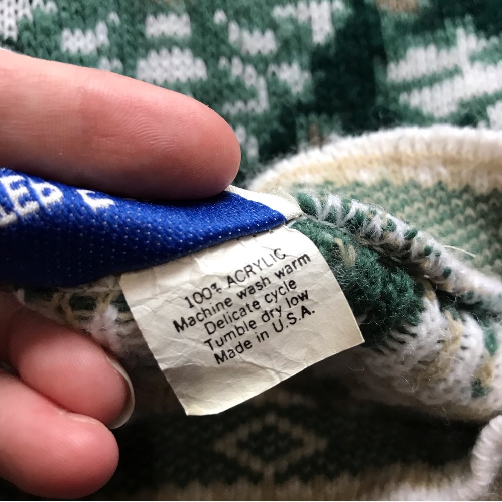 Vtg 80s Retro Abstract Leaf Print Patterned Sweat… - image 2